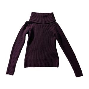 Y2K Forenza by Express Purple Rib Knit Turtleneck Sweater Sz S Vintage 2000s